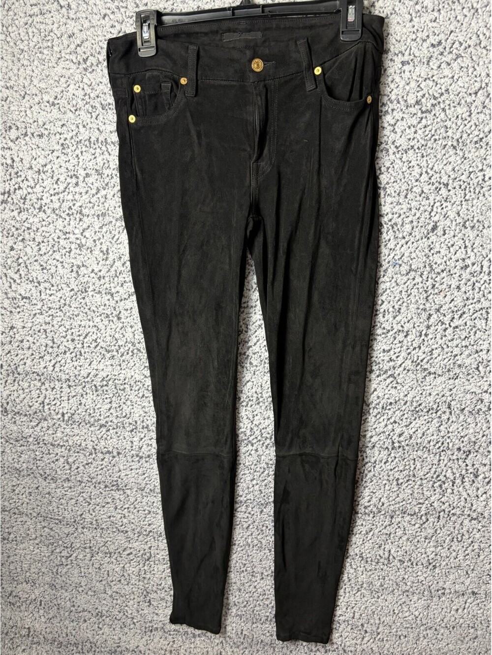 7 For All Mankind Women’s Black Skinny Jeans Size 28 Coated Stretch Pants